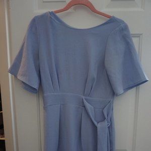 Asos - Perwinkle midi dress with belt and tulip sleeves, size 4